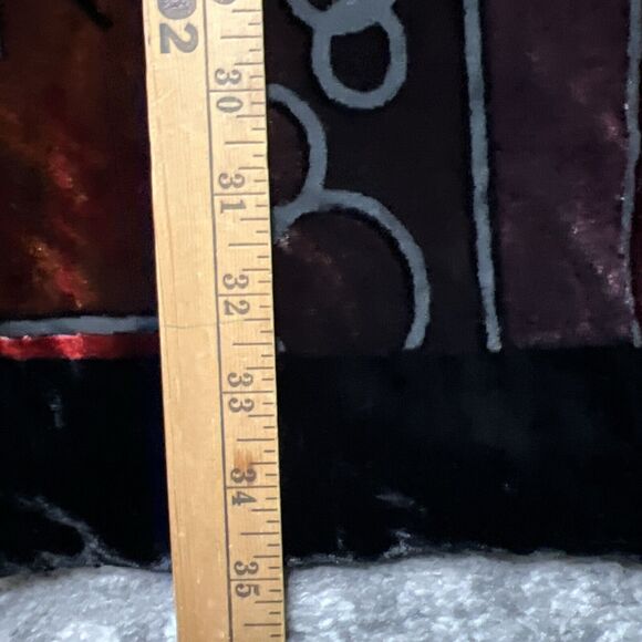 Velvet Burnout Wrap Shawl 70" Silk Blend Geometric Fringe Whimsygoth Gypsy Witch - Picture 5 of 6